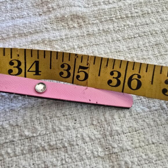 Vintage Pink Leather Slim Belt with Silver Rhinestone Buckle & Studs - Picture 5 of 7